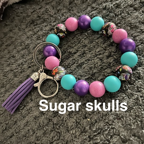 Hand Crafted Beaded Keychain Bracelets - Pink, Blue, Purple, Gold - Picture 9 of 16